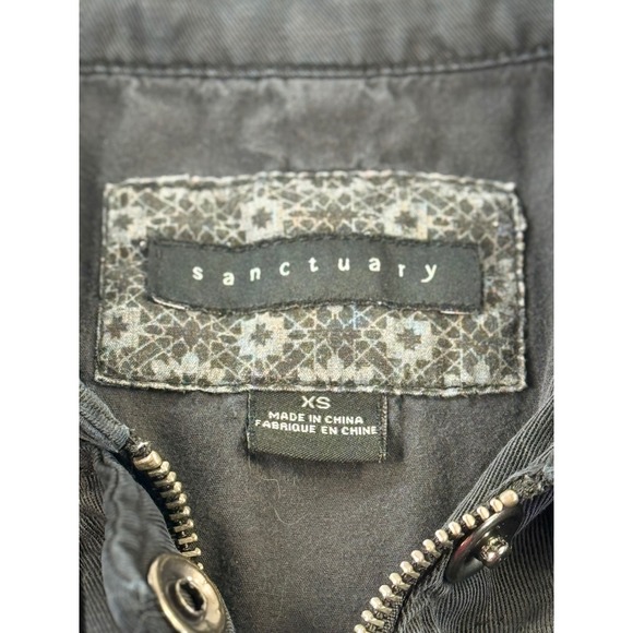 Sanctuary Utility Jacket Women XS Black Zip Snap Belted Cargo Pockets Military - Picture 6 of 8